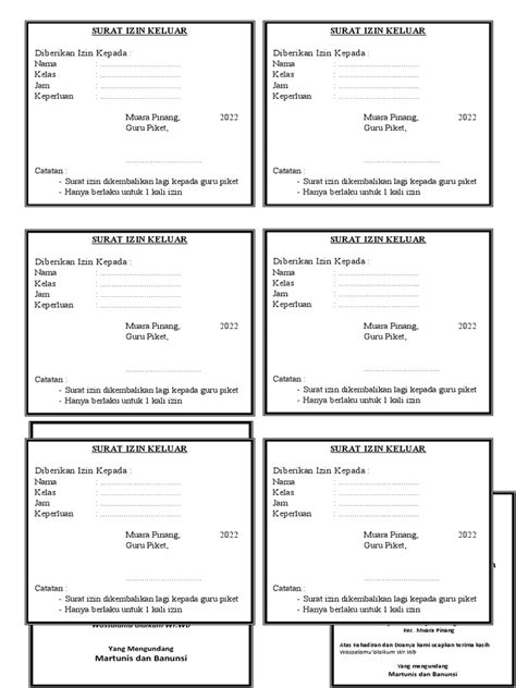 Surat izin keluar example