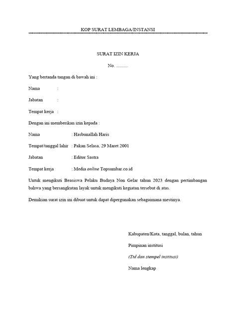 Surat izin kerja