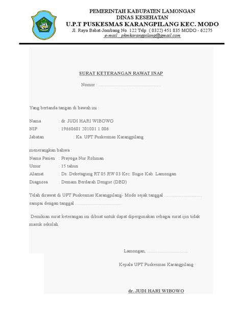 Surat keterangan rawat inap