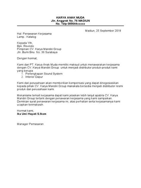 Surat penawaran sound system example