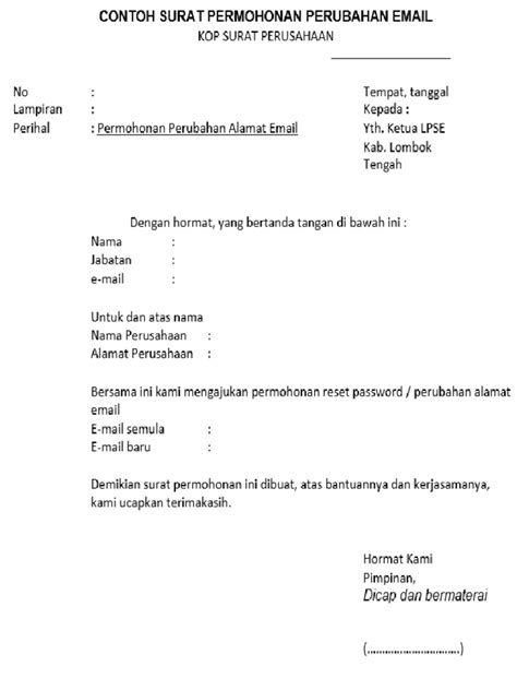 Surat permohonan email