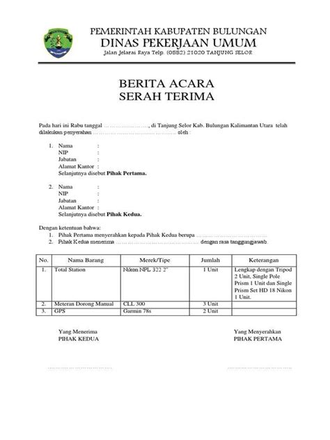 Surat serah terima