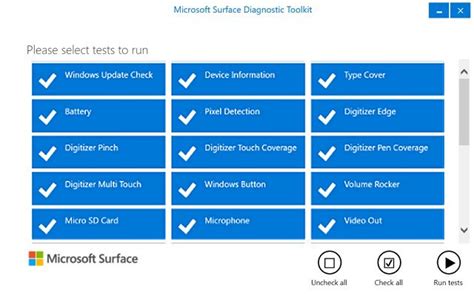 Surface Diagnostic Toolkit running
