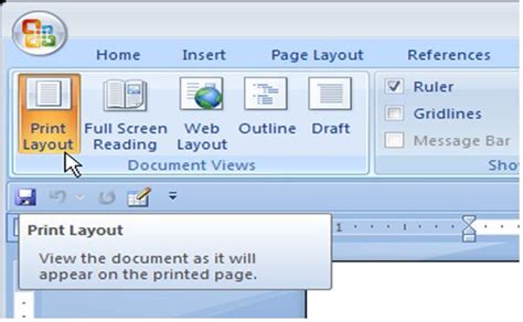 Switch to Print Layout view