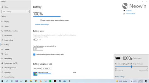 System Power & battery settings