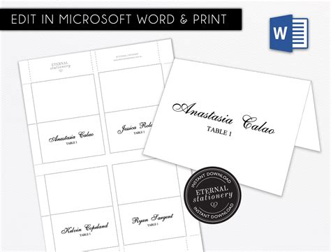 Table Card Template Word