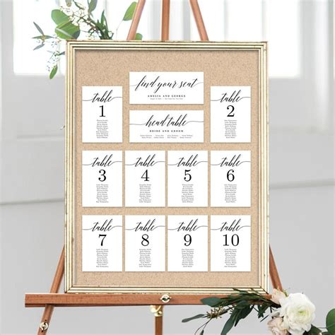 Table Chart For Wedding