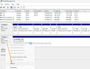 Take Offline Disk Management