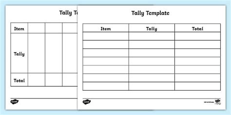 Tally Mark Chart Template