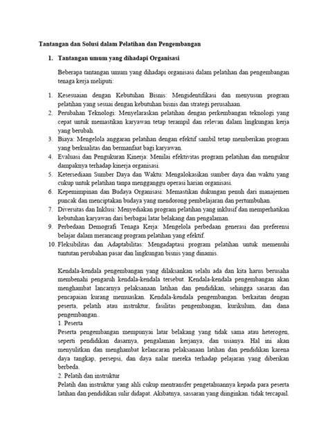 Tantangan Solusi Pelatihan