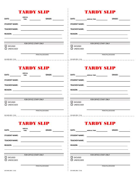 Tardy Slip Template