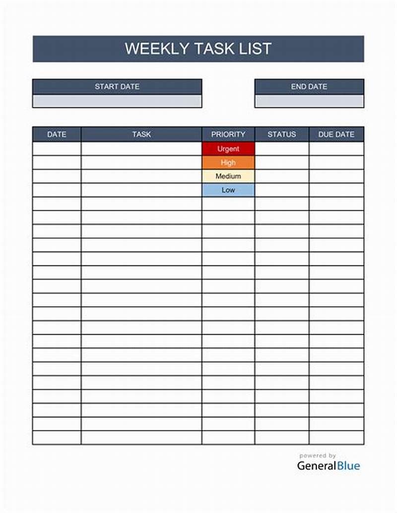 Task List Template Excel
