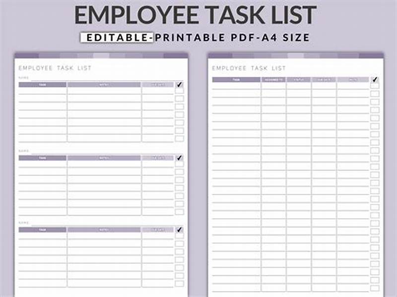 Task Management Employee Task List Template