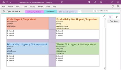 Task Management Onenote Planner Template