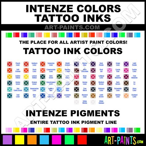 Tattoo Ink Colors Chart