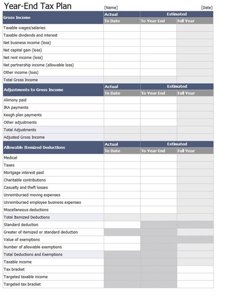 Tax Planning Template