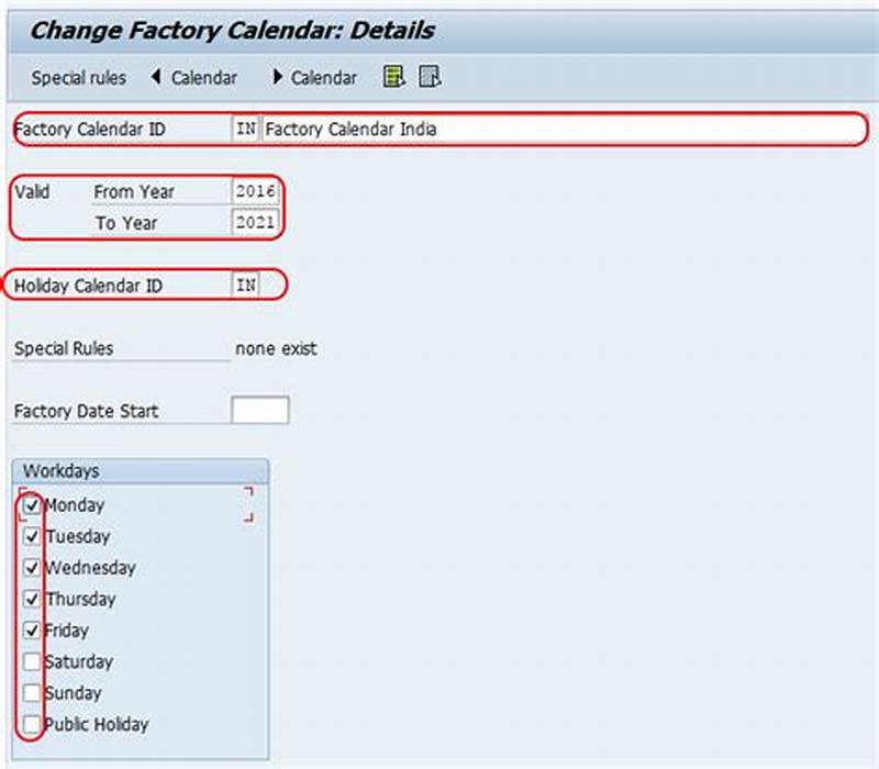 Tcode For Factory Calendar In Sap