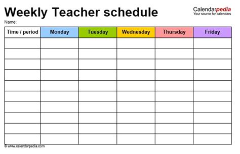 Teacher Schedule Template Word