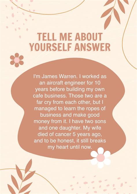 Tell Me About Yourself Answer Template