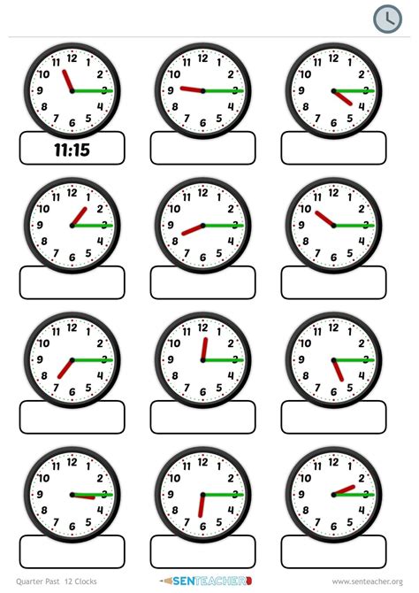 Telling Time Clocks Printable