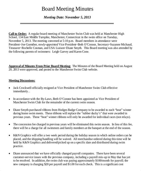 Template Board Minutes