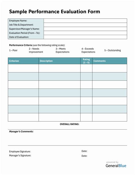 Template Evaluation Forms