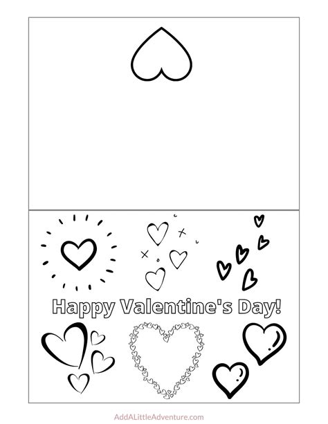 Template Foldable Printable Valentines Day Cards To Color