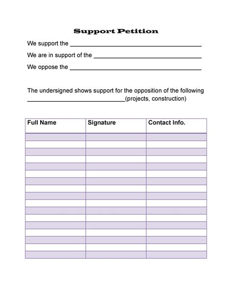 Template For A Petition Form