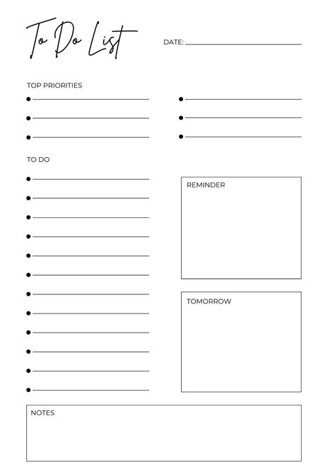 Template For A To Do List