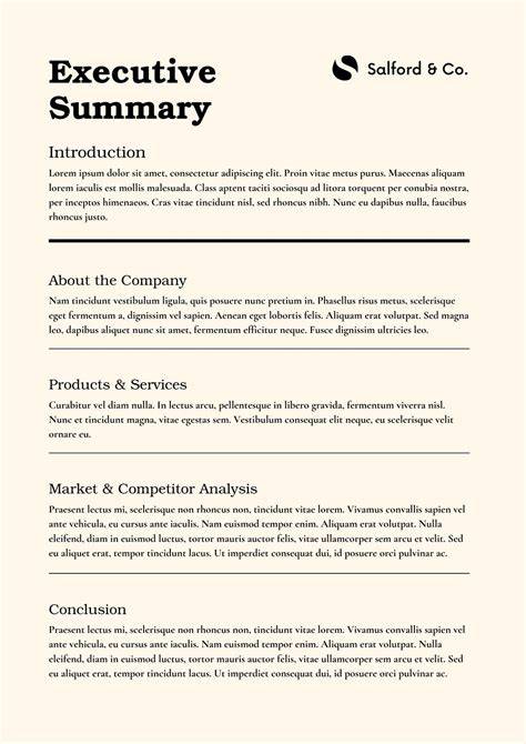 Template For An Executive Summary