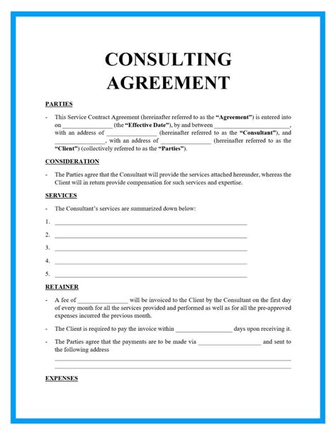 Template For Consulting Agreement