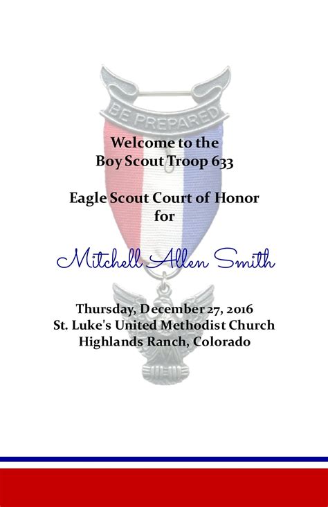 Template For Eagle Scout Court Of Honor Program