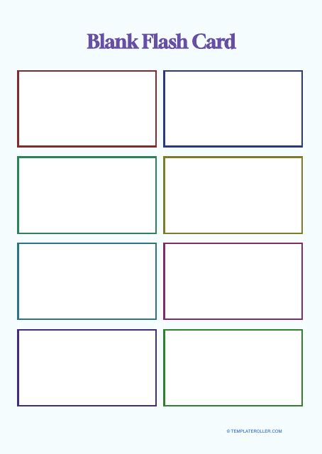 Template For Flash Cards