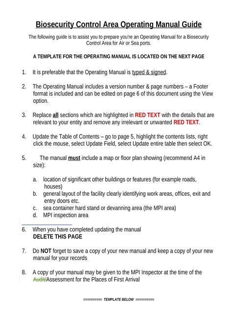 Template For Instruction Manual