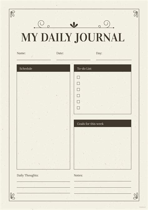 Template For Journaling