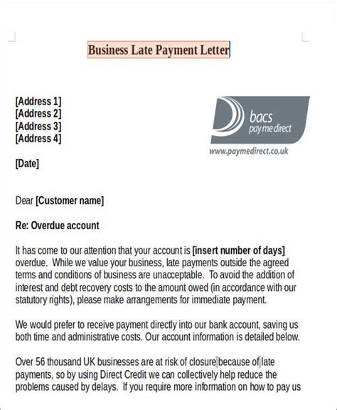 Template For Late Payment Letter