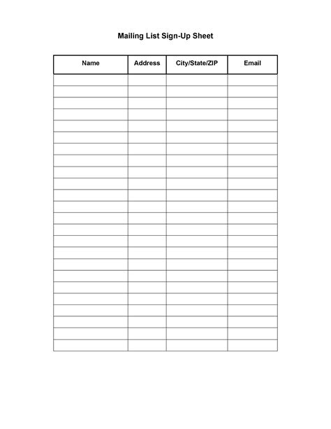 Template For Mailing List