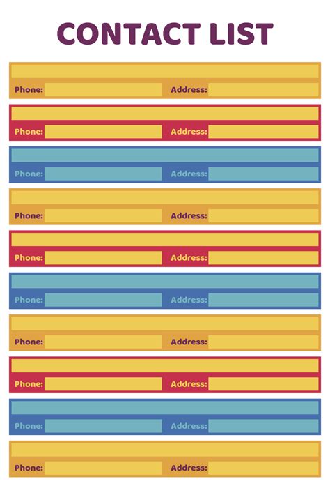 Template For Phone List