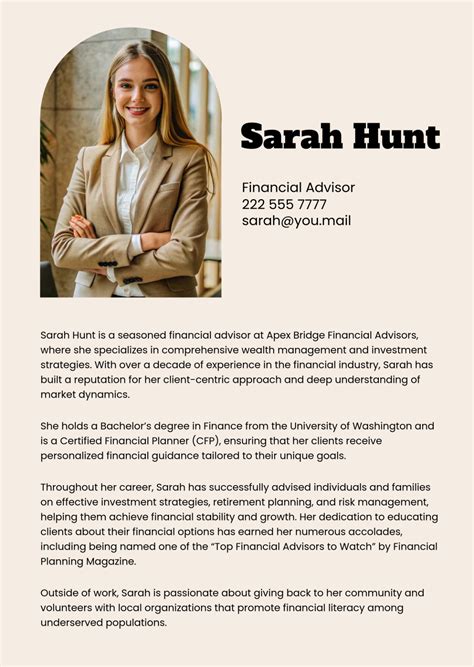 Template For Professional Bio