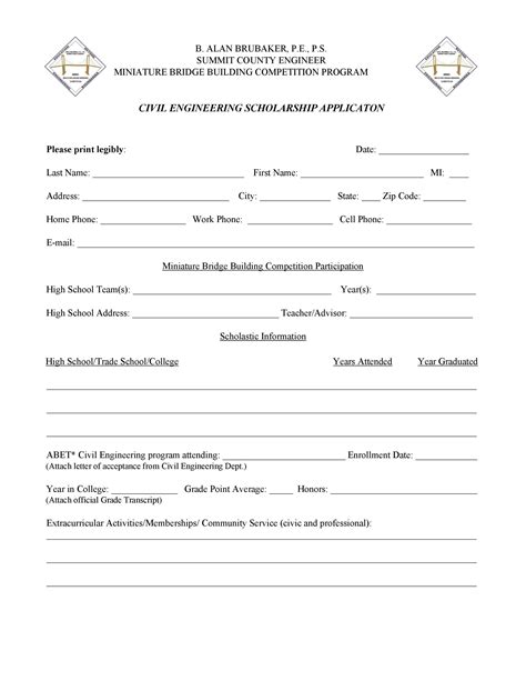 Template For Scholarship Application