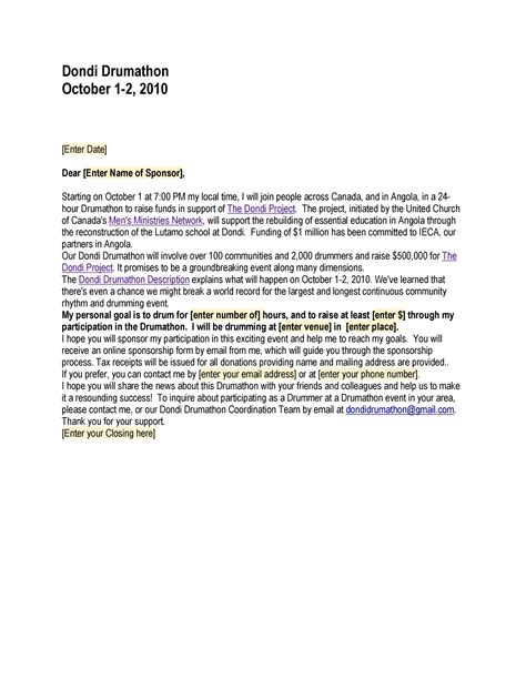Template For Sponsorship Letter