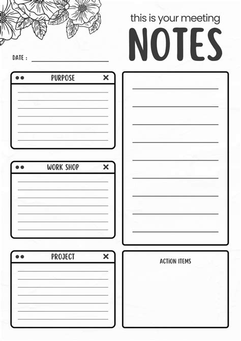 Template For Taking Notes