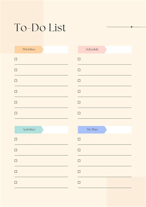 Template For To Do List