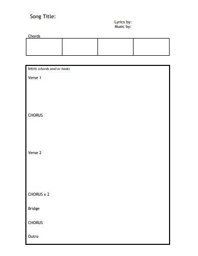 Template For Writing A Song