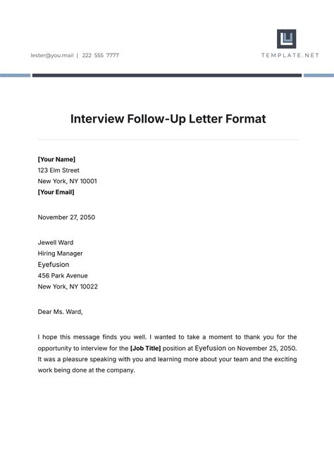 Template Interview Follow Up Email