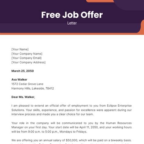 Template Job Offer