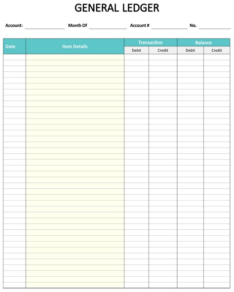 Template Ledger Sheet