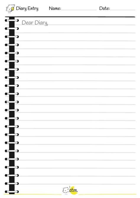 Template Of A Diary