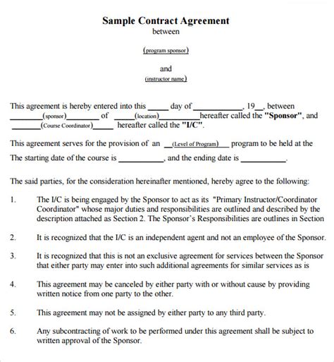 Template Of Contract Between Two Parties