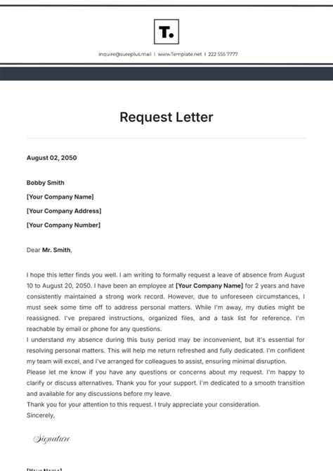 Template Of Request Letter